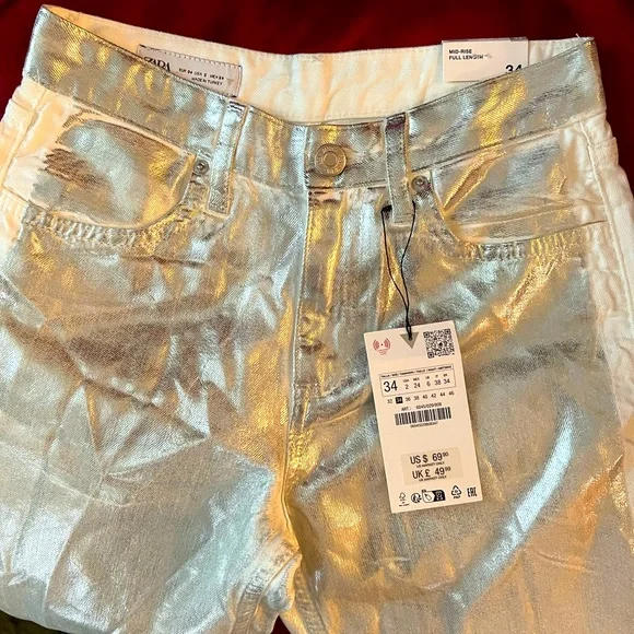 Zara Silver Washed Pants - Picture 3 of 7